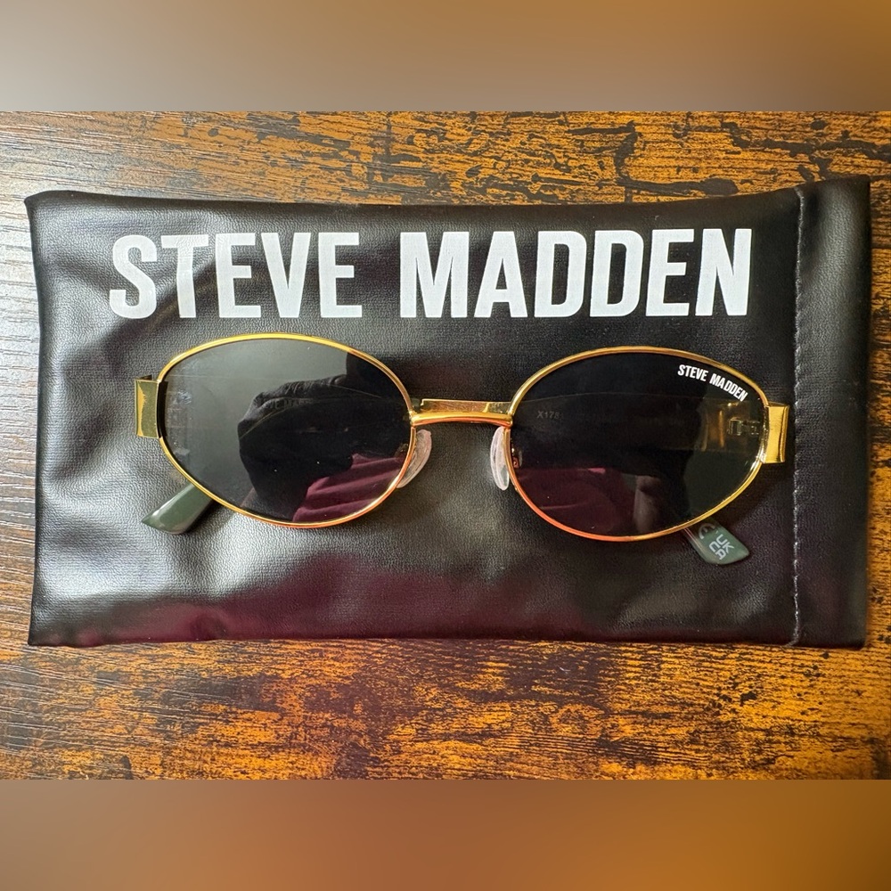 Steve Madden Gold Frame Sunglasses with Black Lenses